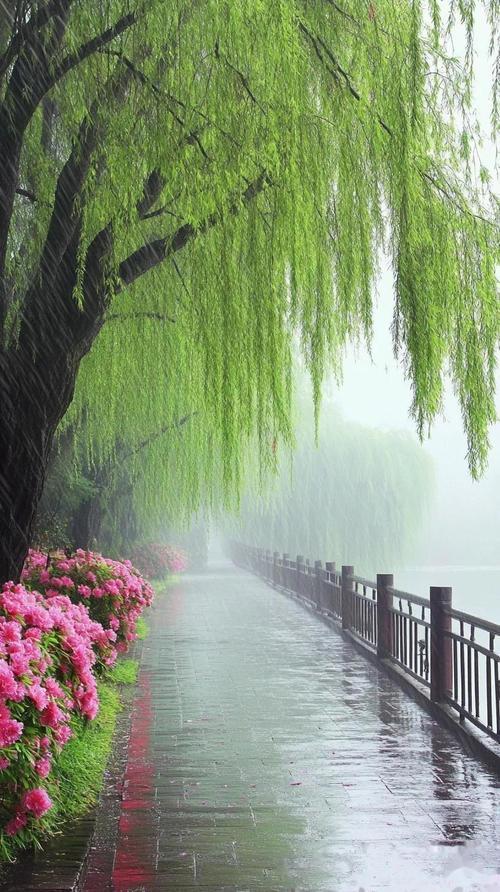 冬雪滋红梅；
春雨润绿柳。