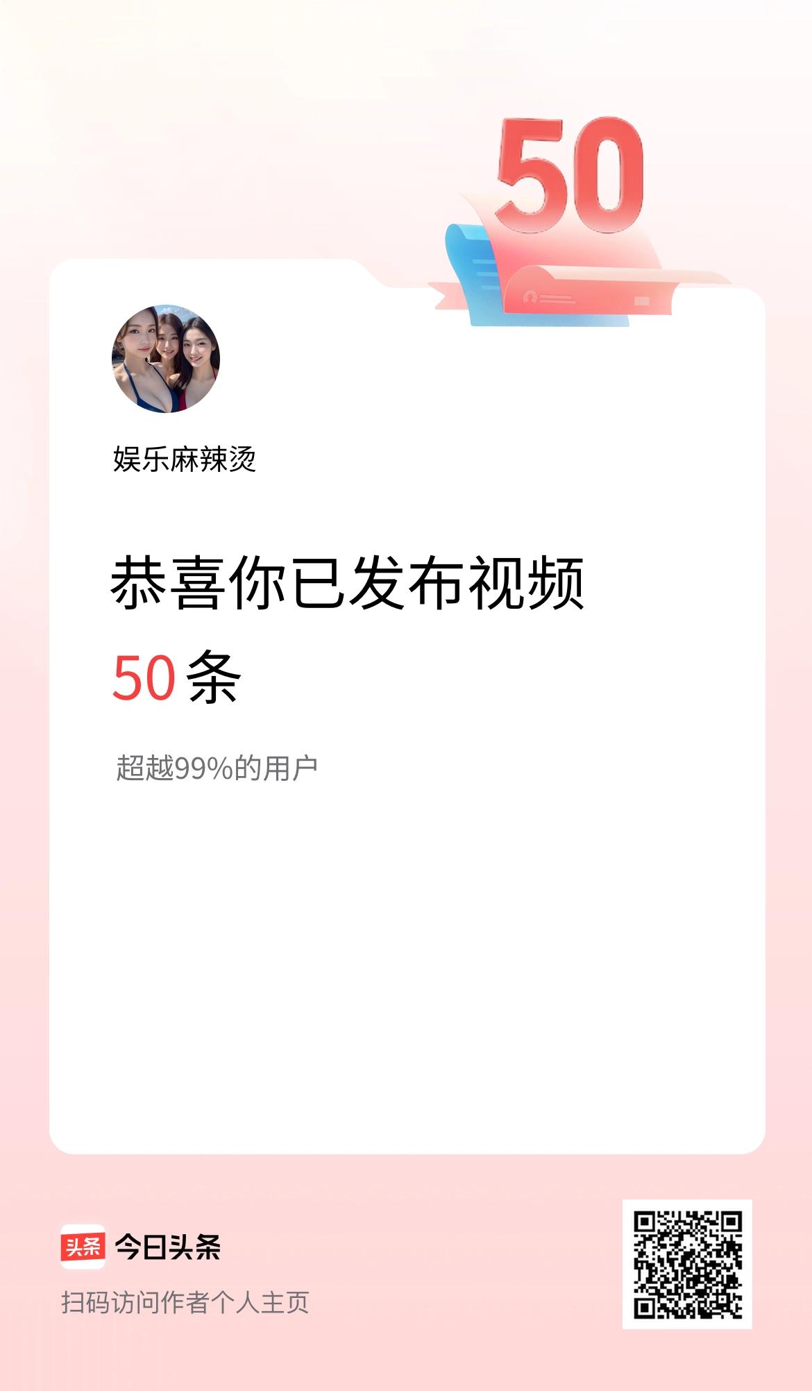 我在头条累计视频投稿50个