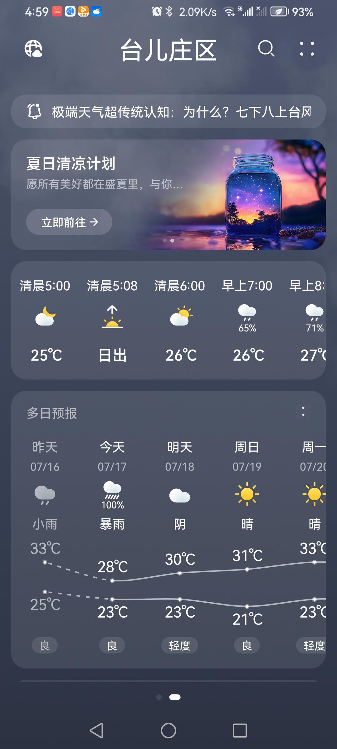 “7.17”星期五，天气预报“暴雨”☔️。炎热的盛夏，伏天似烝笼。气温23—28
