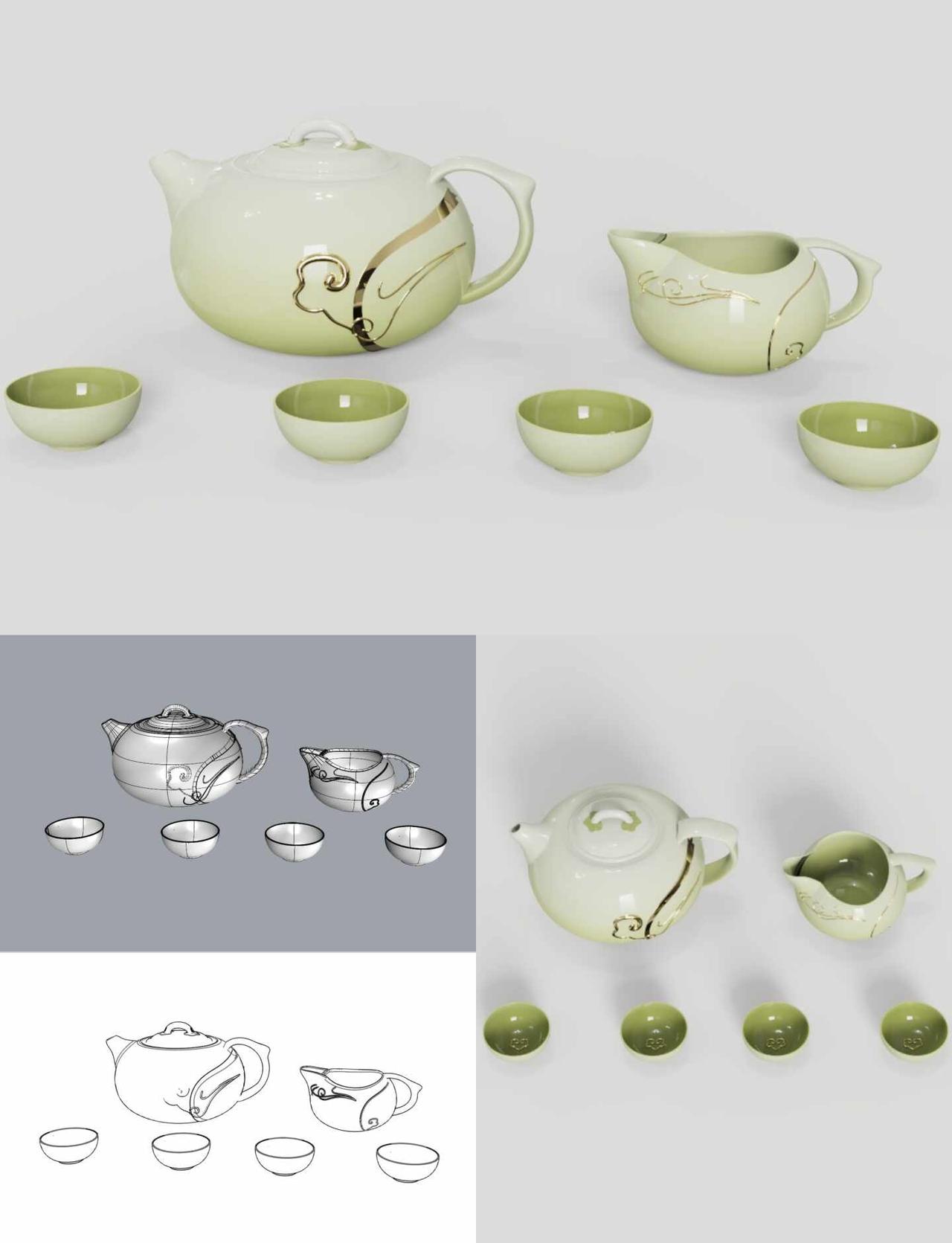 犀牛建模—“青云金缕 ”渐变式茶具套装
犀牛建模—渐变式陶瓷茶具套装
犀牛建模 