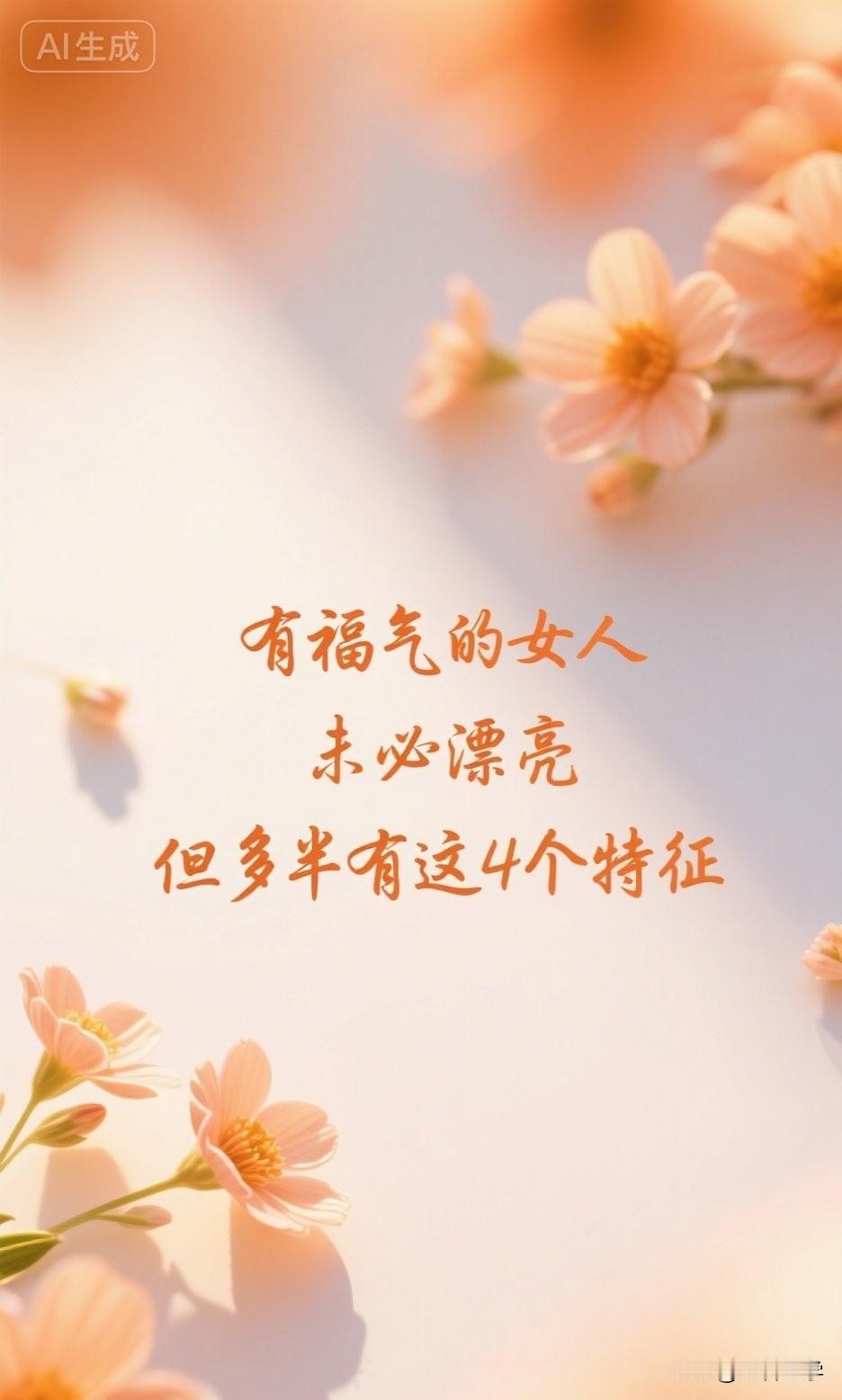 有福气的女人，未必漂亮，但多半有这4个特征。

网上有个经久不衰的话题：“什么样
