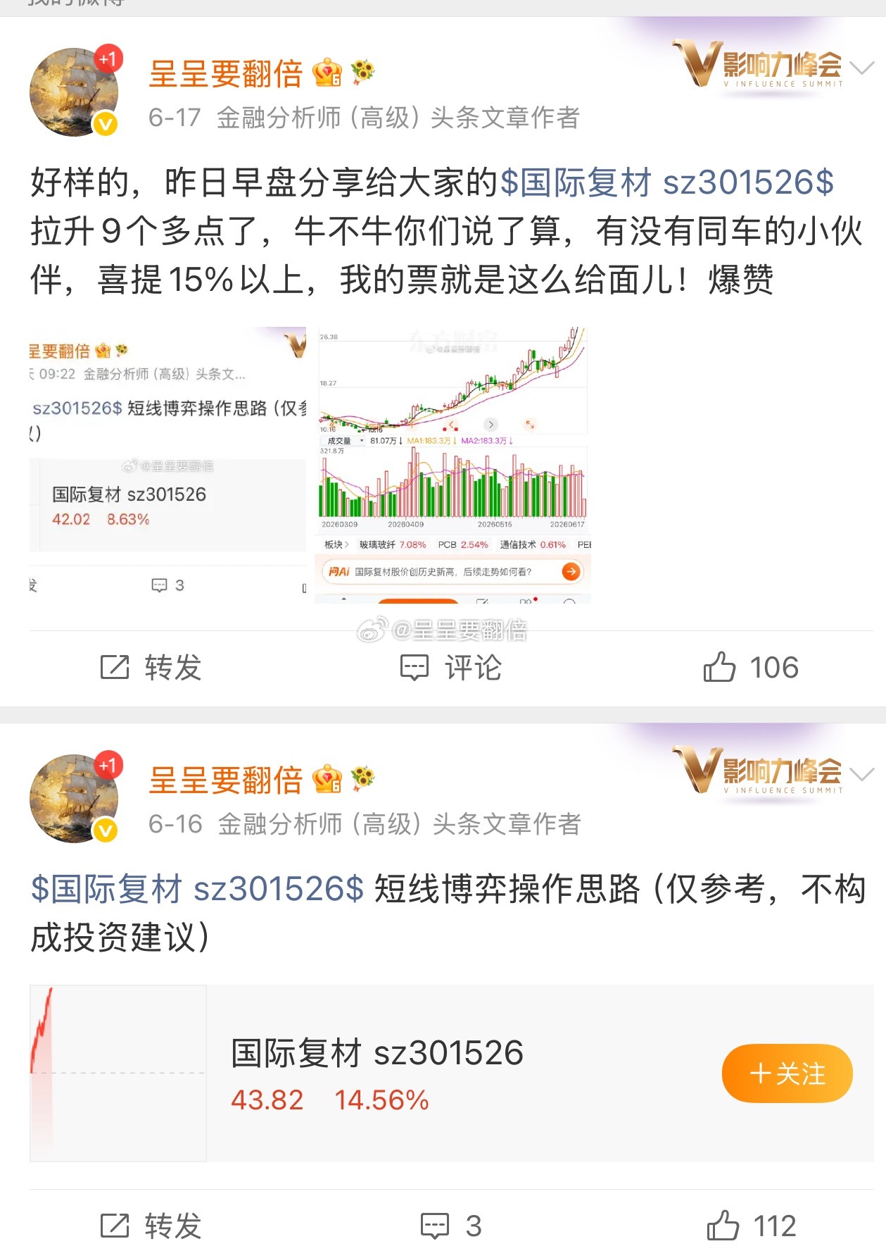 好样的，我们的$国际复材 sz301526$ 拉升13个多点了，继续新高，牛不牛