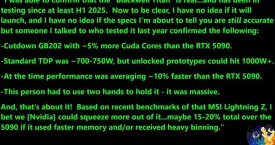 NVIDIA新卡皇RTX 5090 Ti再曝光：性能提升10%