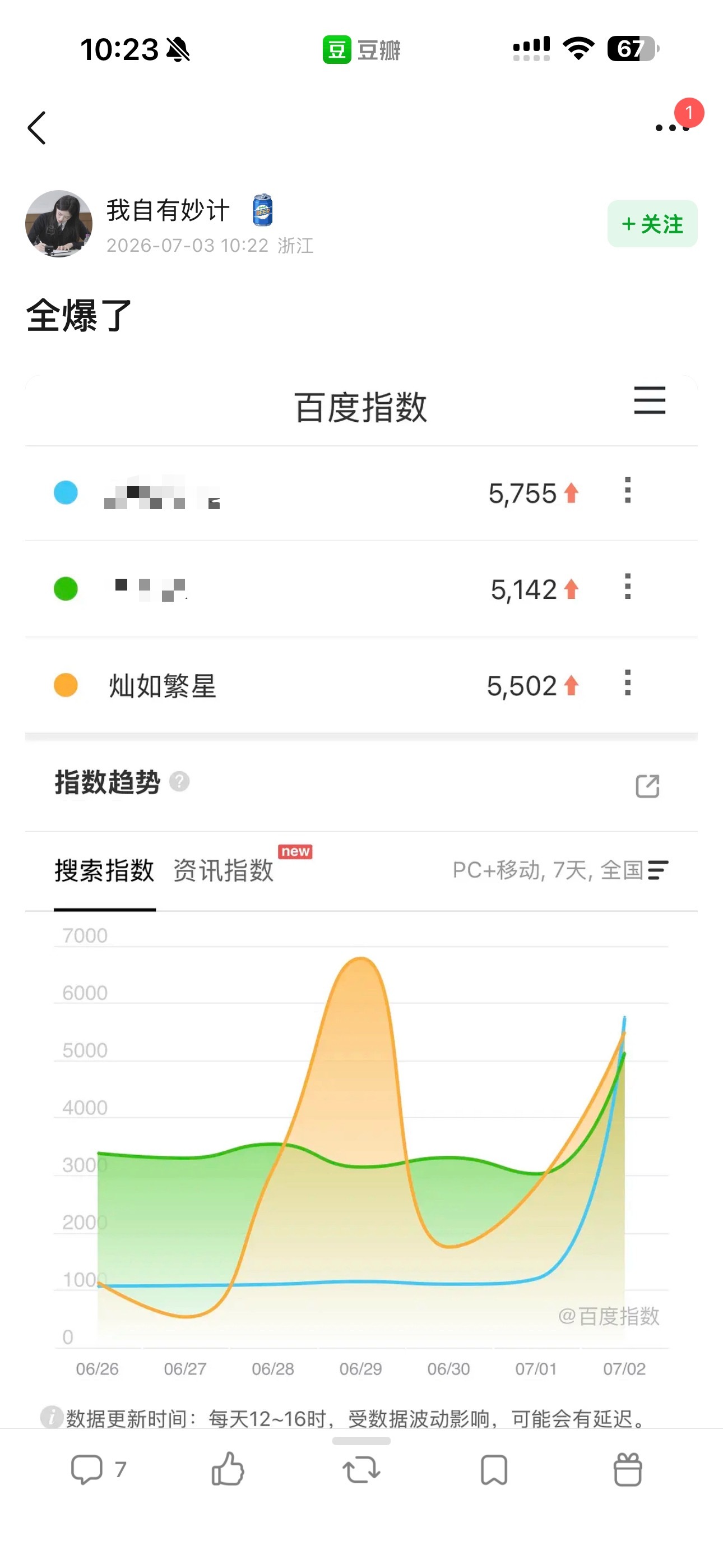 全体成员打开百度 灿如繁星搜索十次 
