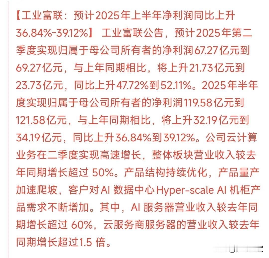 A股刚收盘，消费电子龙头就来了利好消息
消费电子龙头工业富联中报来了，这个中报还