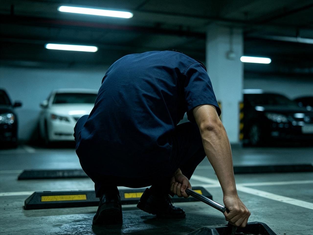 湖南一公职人员将车停在别人车位，结果停车受阻撬他人停车位地锁。

近日，湖南一地