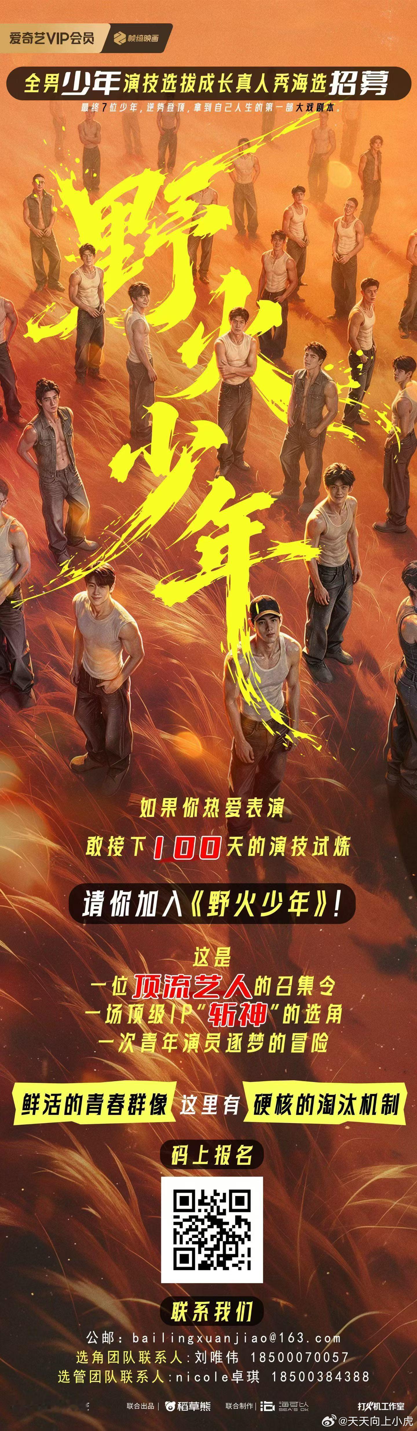 爱奇艺野火少年 报名通道开启  百天淬炼🔝演技战场见真章  顶流坐镇💥超级I