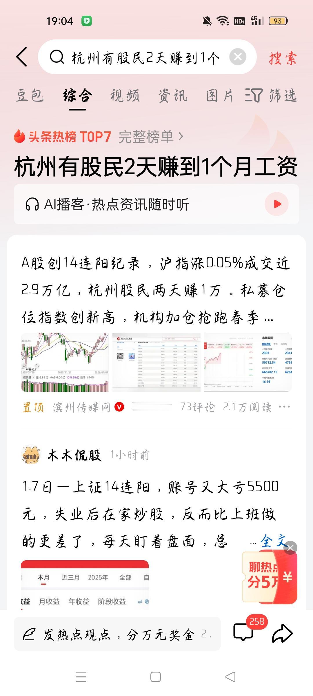 杭州有股民2天赚到一个月工资，我想说
据滨州传媒网报道，A股创14连阳纪录，沪指