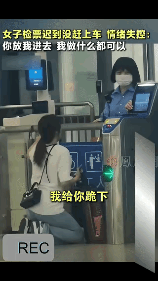 一女子赶高铁迟到，还有两分钟开车，检票口已关闭，女子情绪崩溃，竟然下跪求检票员放