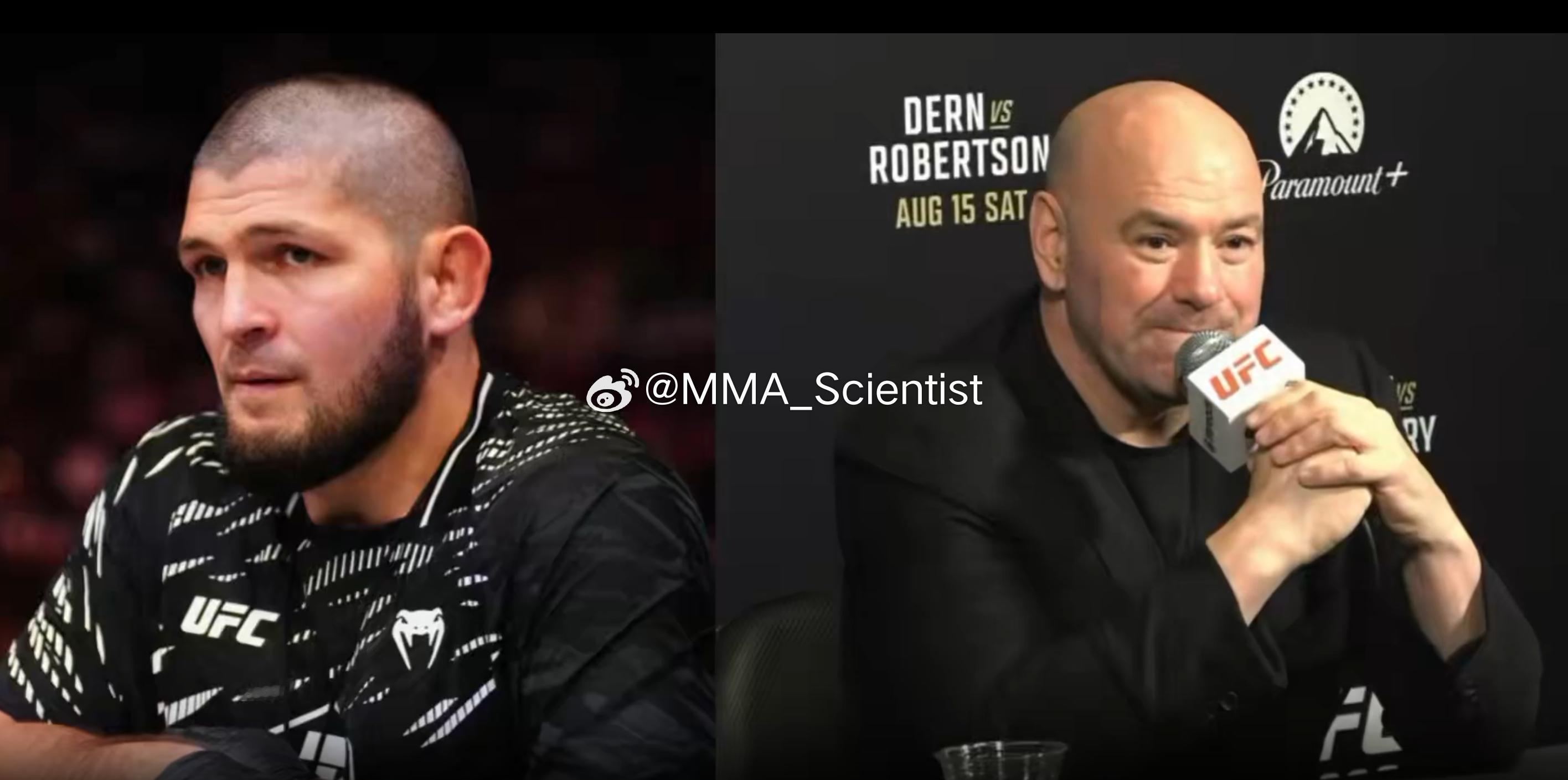 “一言九鼎”白大拿（Dana White）说，“小鹰”哈比布·努尔马戈梅多夫(K
