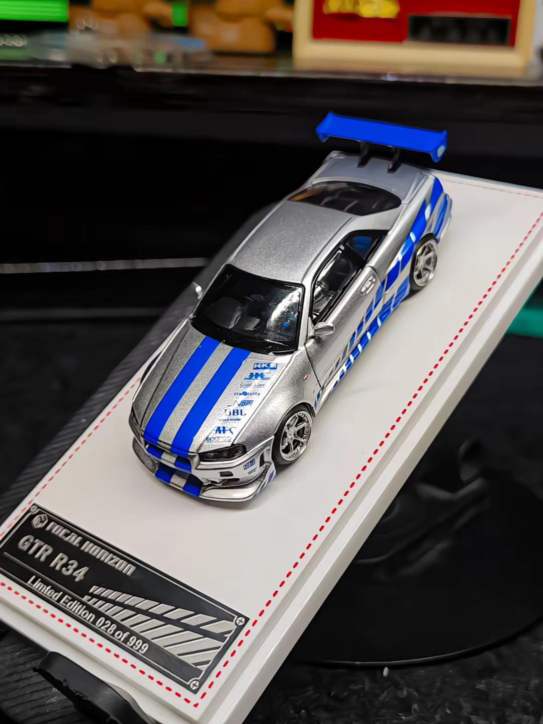 第一次拍车模。来自《速度与激情》中保罗沃克座驾—GTR R34!模型 车模 小比