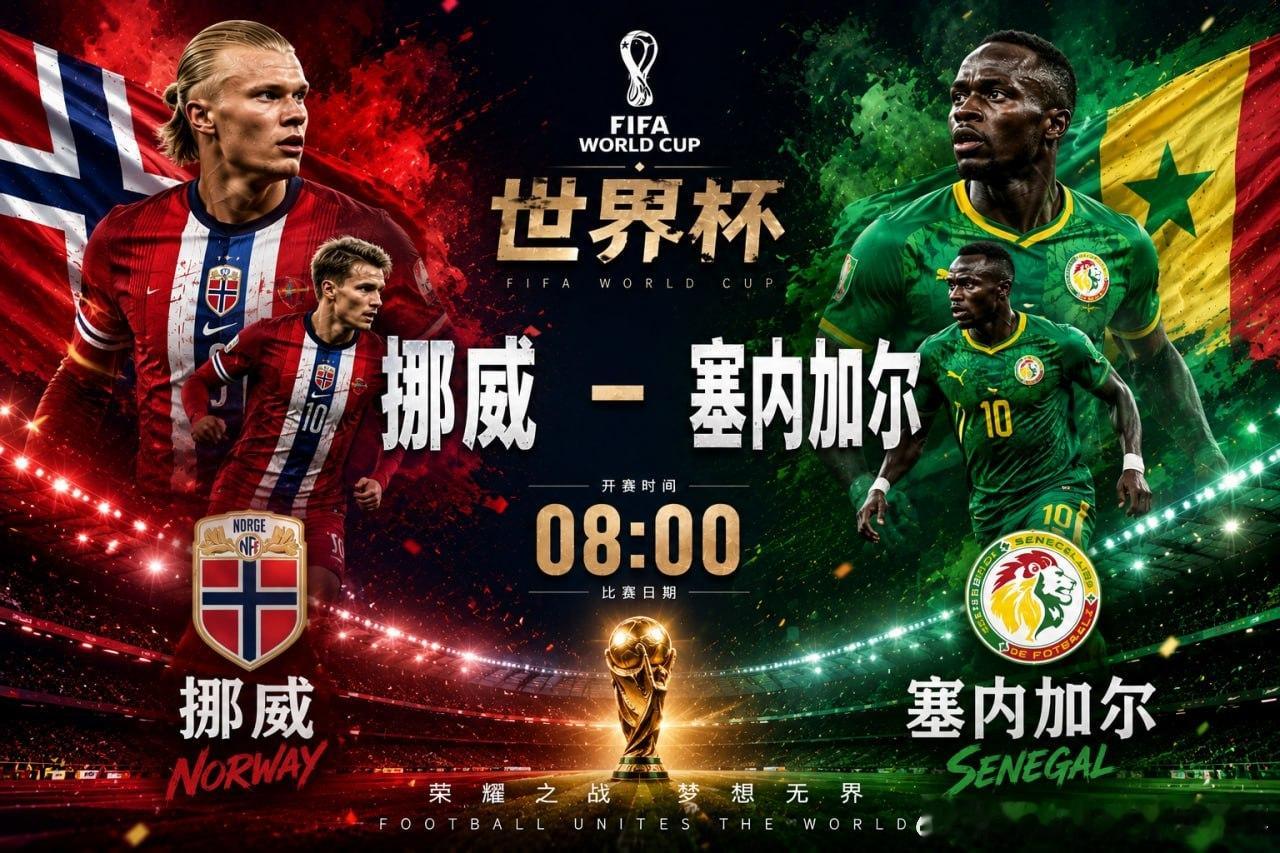 08:00🇳🇴挪威vs塞内加尔 🇸🇳北欧劲旅对阵非洲雄狮，速度与力量的碰