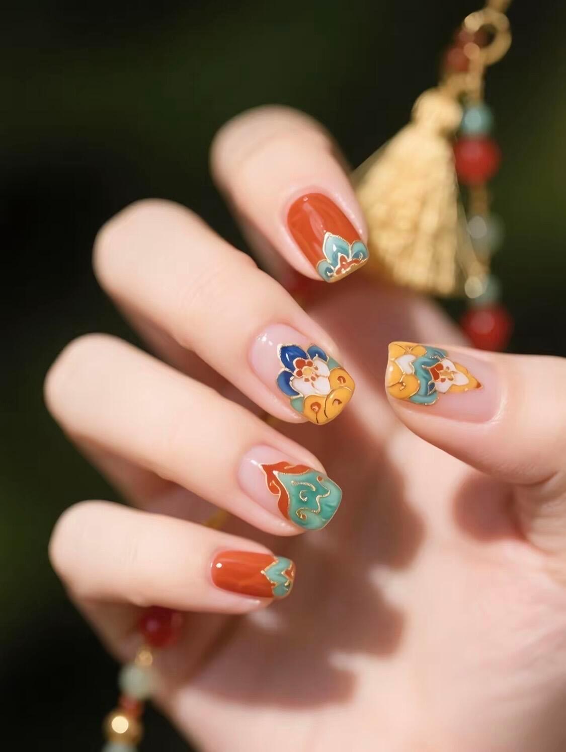 复古国风美甲💅🏻！太喜欢啦～ 