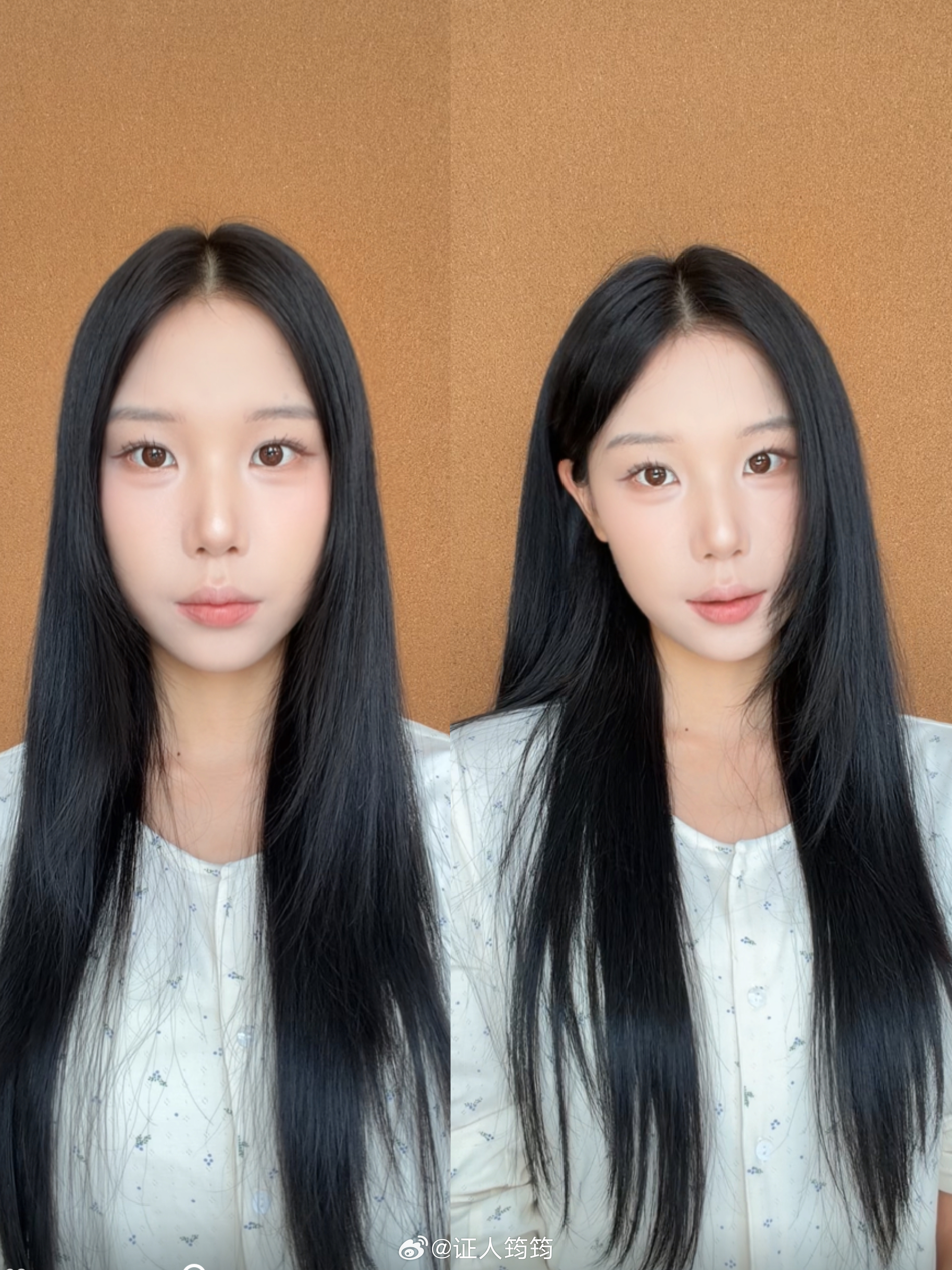 都是直发，打理了和没打理是完全不同的感觉。本人已经把这个发型训练的炉火纯青… 