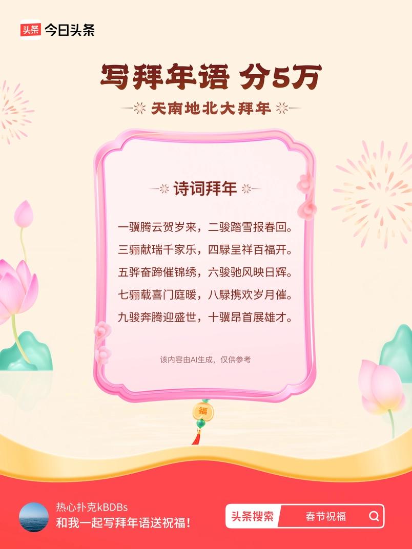 写拜年语送祝福新春拜年送祝福！我的祝福是：“一骥腾云贺岁来，二骏踏雪报春回。三骊