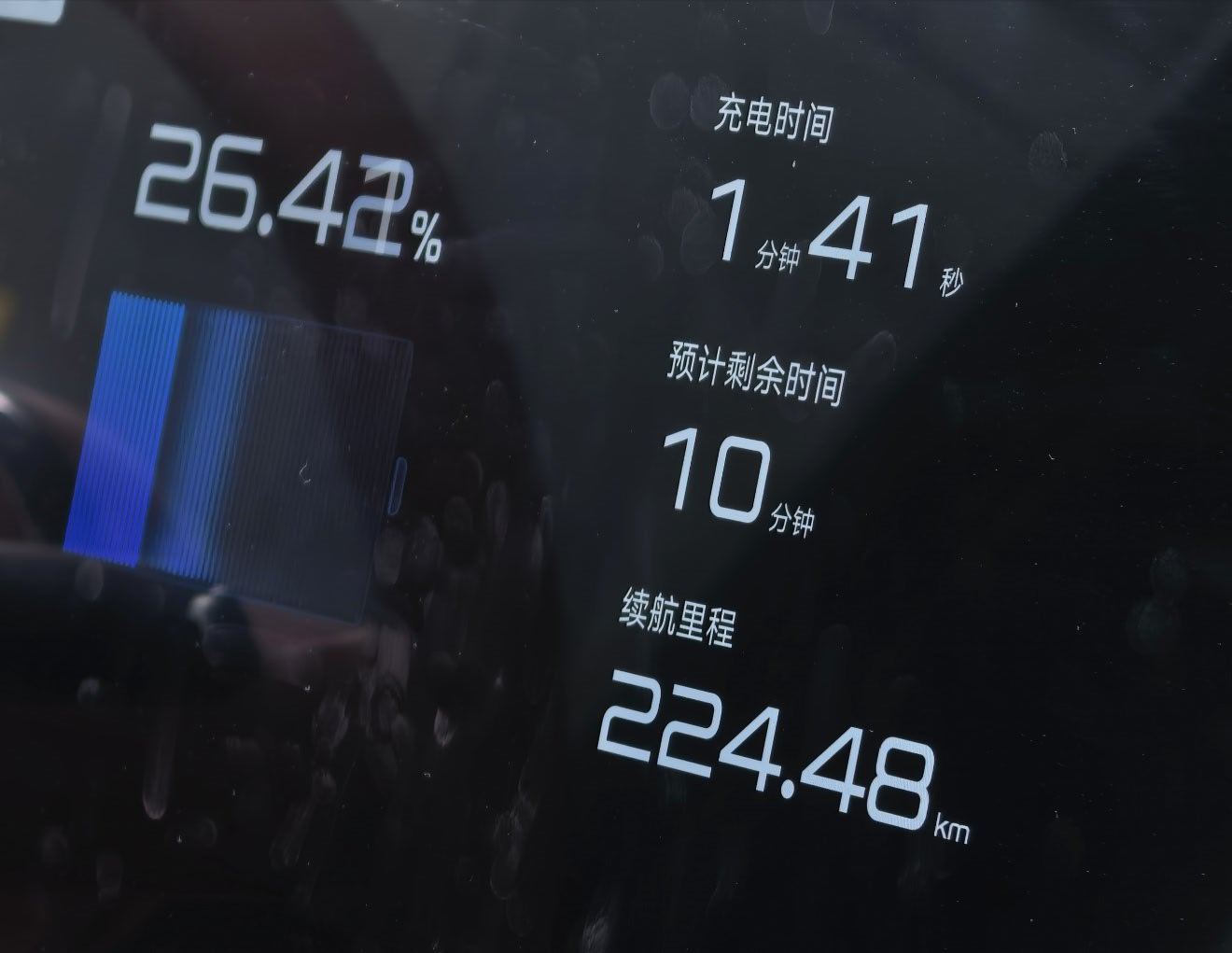 开着刚拿到的新车就来闪充，随便找了个公共充电站，5分钟充饱，9分钟充号，零下只多