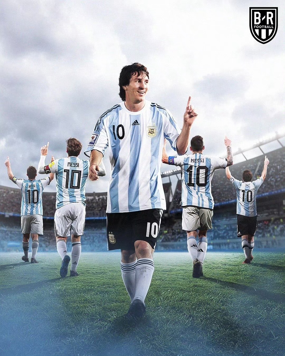 翼往昔 2009年3月29日，梅西首次身披阿根廷10号球衣登场！他在阿根廷4比0