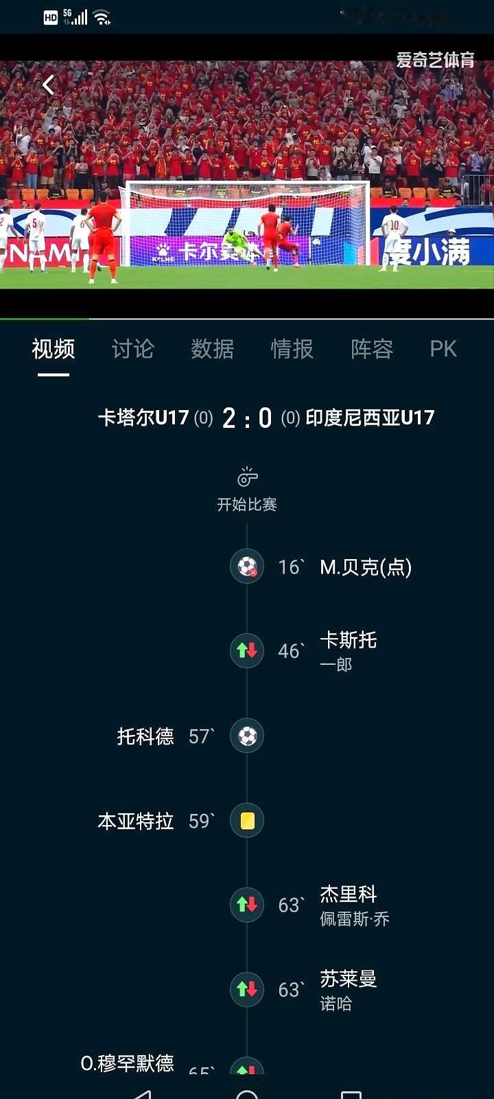 当比分定格在卡塔尔2比0印尼时，屏幕像给人递了一口氧气。
有人冷笑：又开始算术题