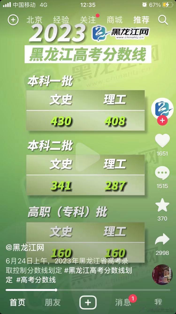 高考移民去黑龙江不就完了？不到300分就能上本科。 ​​​