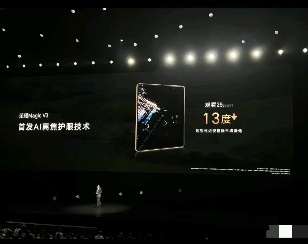 荣耀Magic V3 首发AI离焦护眼技术。

观看25分钟，下降13度。

以