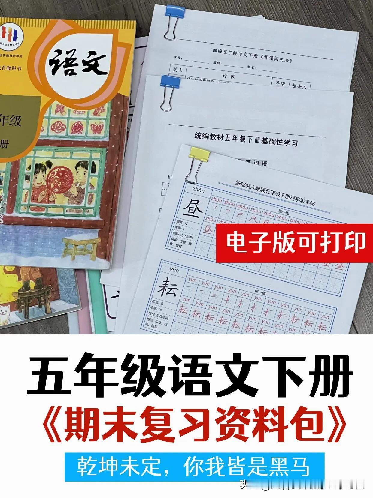 女儿班主任给的！五年级语文期末复习计划✌🏻