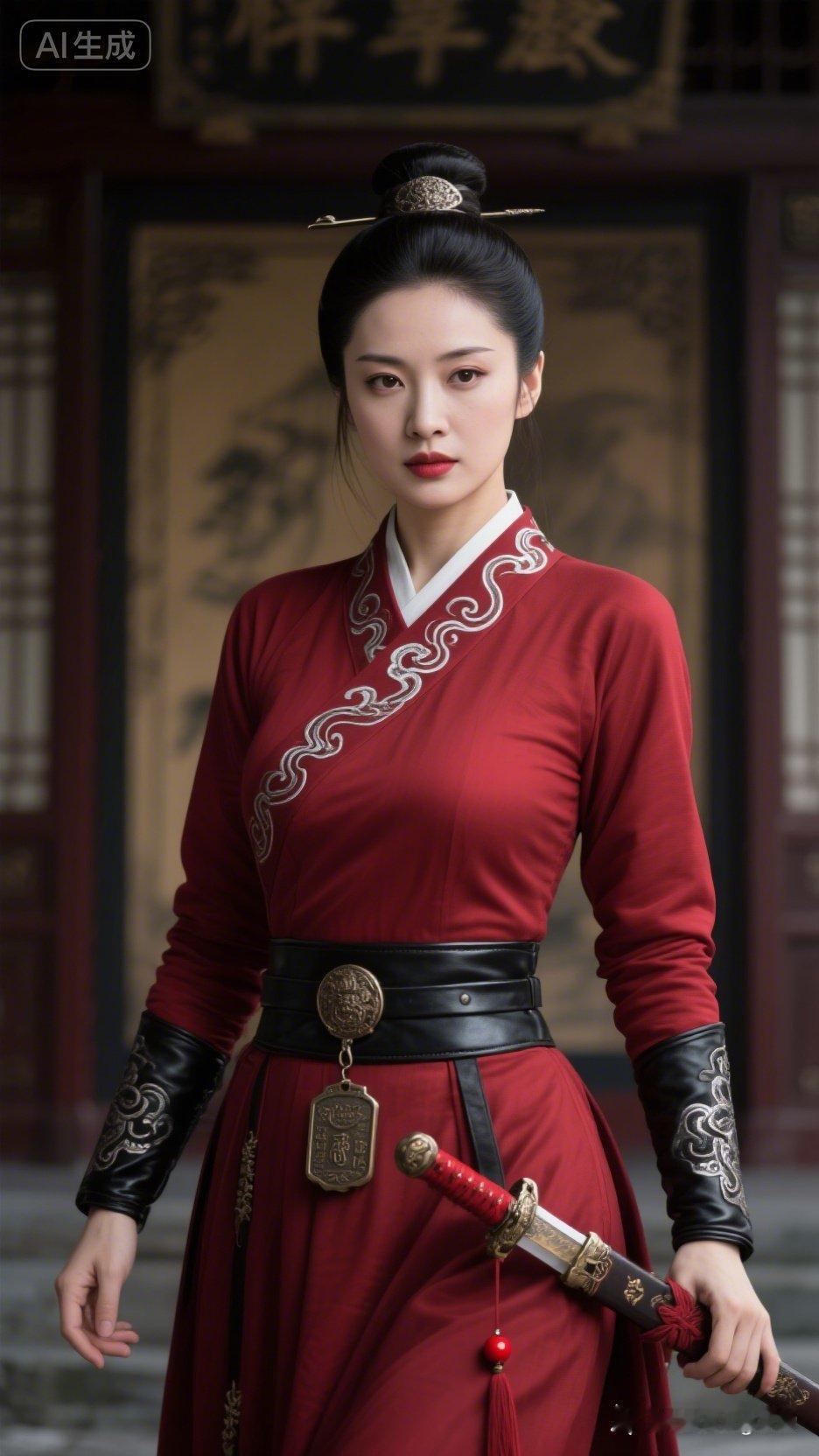 穿越时空的红色女侠，剑指江湖，英姿飒爽！🏹💃🏺