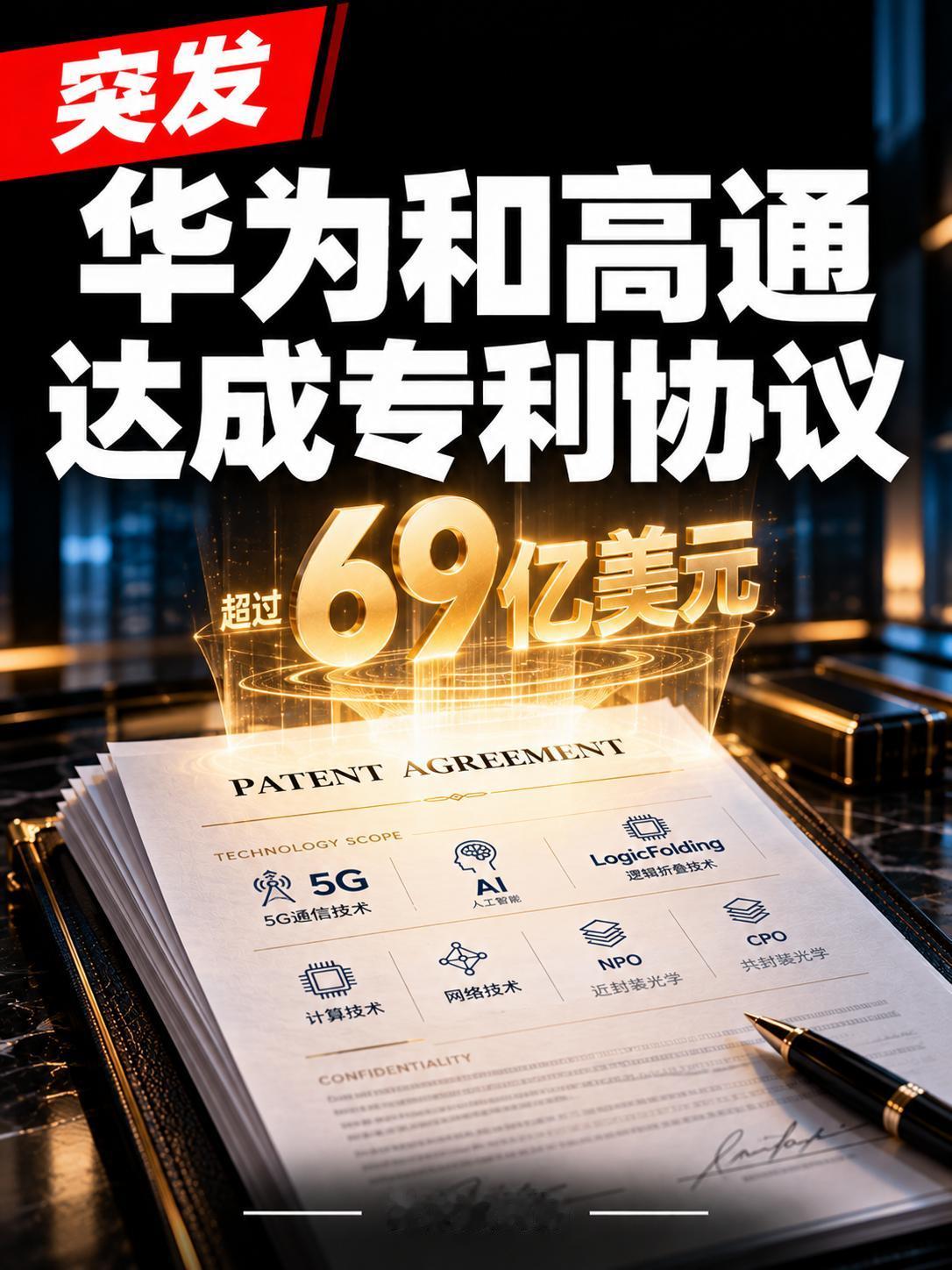 华为高通达成专利协议！累计超69亿美元
📌 核心信息整理好了，详情请看图👇