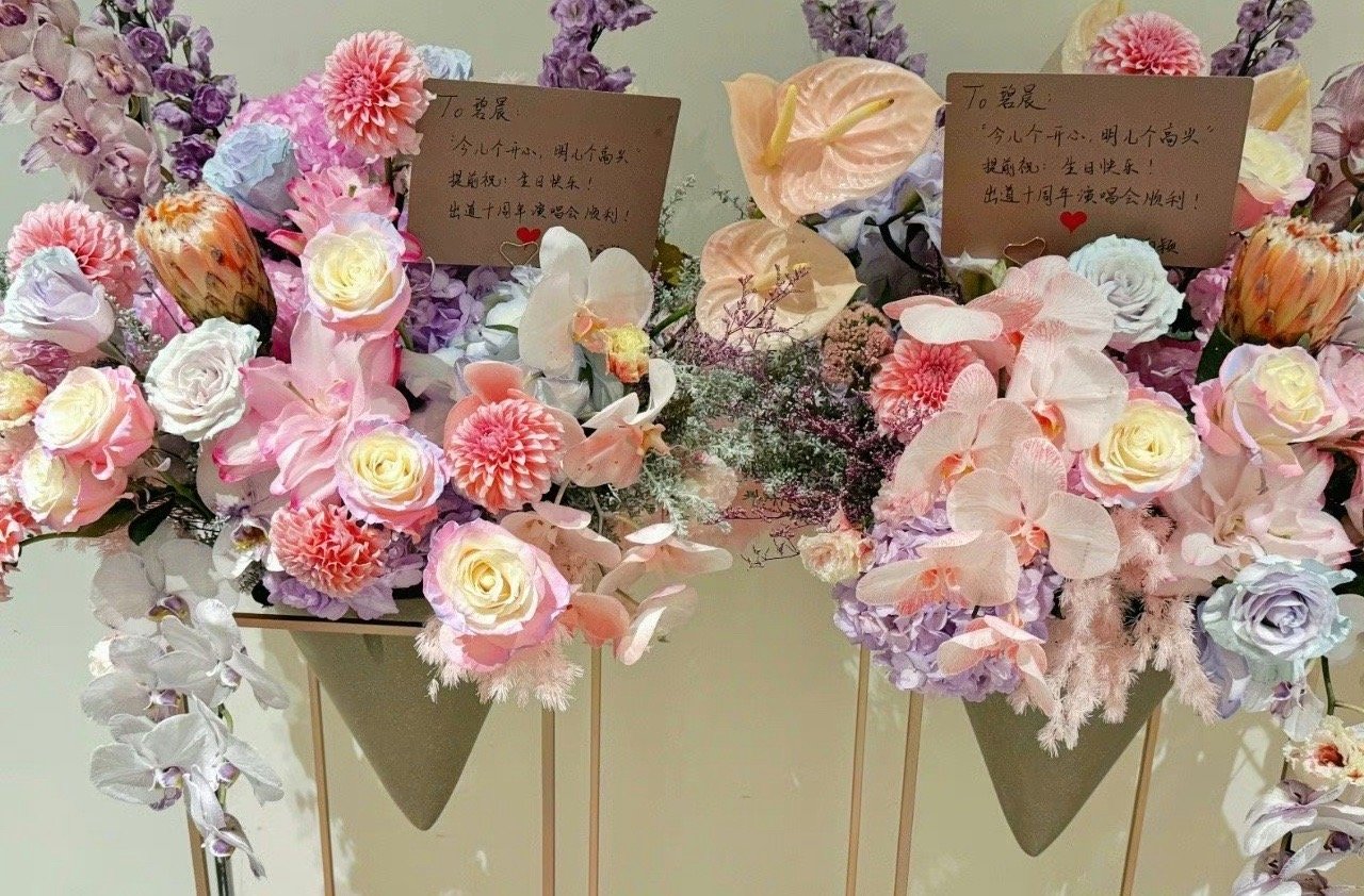 #赵丽颖给张碧晨演唱会送花篮#“双z”姐妹花上大分！丽颖给碧晨十周年演唱会送了花