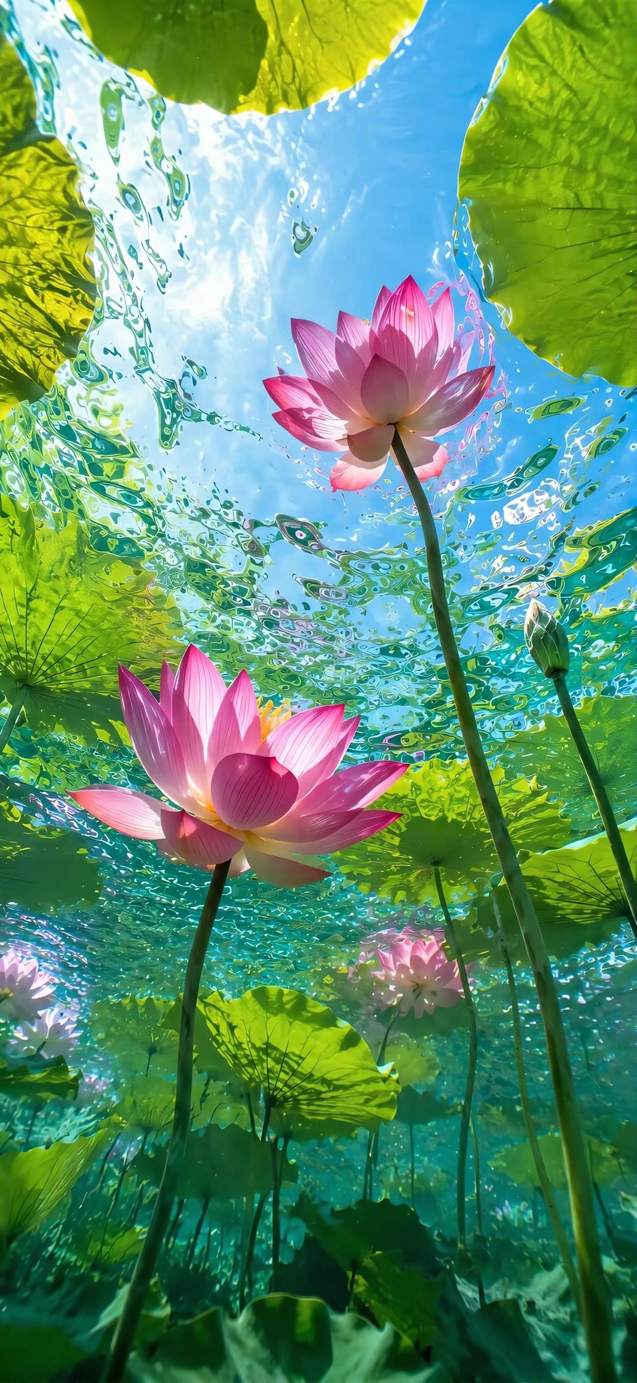 咏荷
碧水清波映浅塘，亭亭翠盖覆霞光。
清风暗送幽香远，粉面含娇沐夏阳。
不染尘