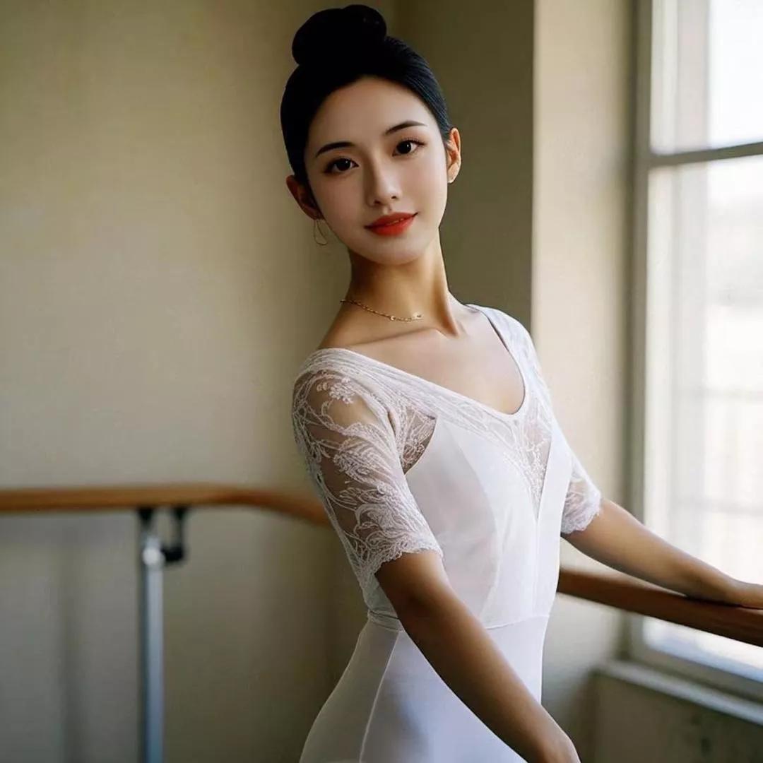 优雅舞者，轻盈如风，白裙飘逸，舞动青春。宛若仙子轻舞 温柔优雅的舞姿 舞者意境 