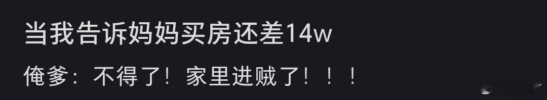 当我告诉妈妈买房还差14w 应该回妈妈：就是这些都算上了还缺14万 