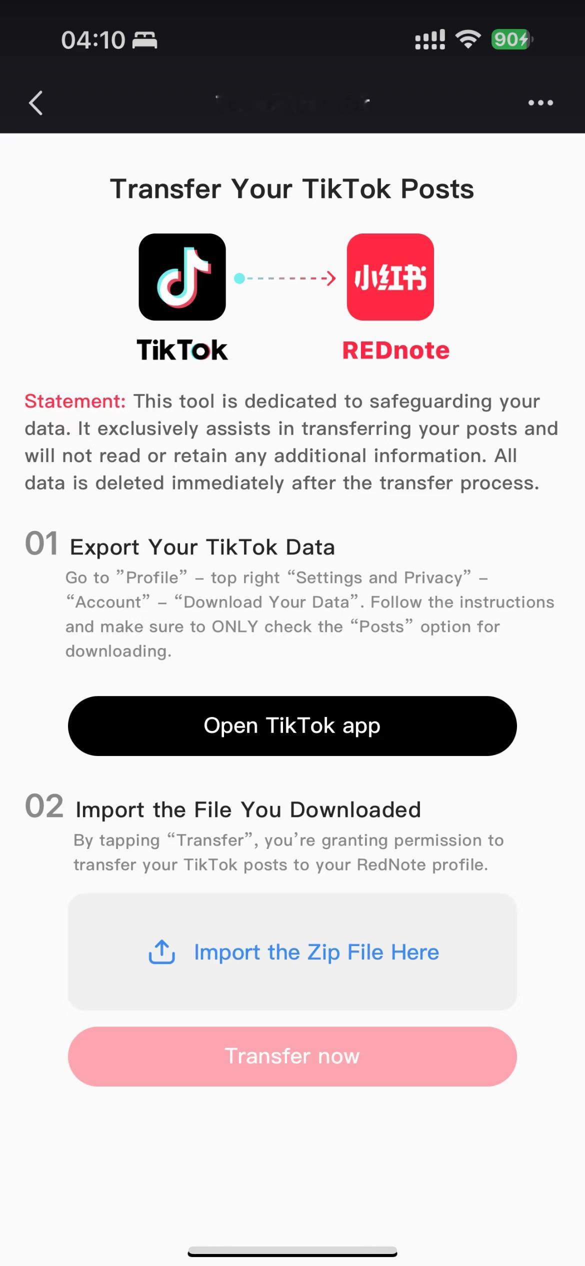 小红书崩了 不崩才怪，官方貌似已经出了将Tiktok数据导入little red