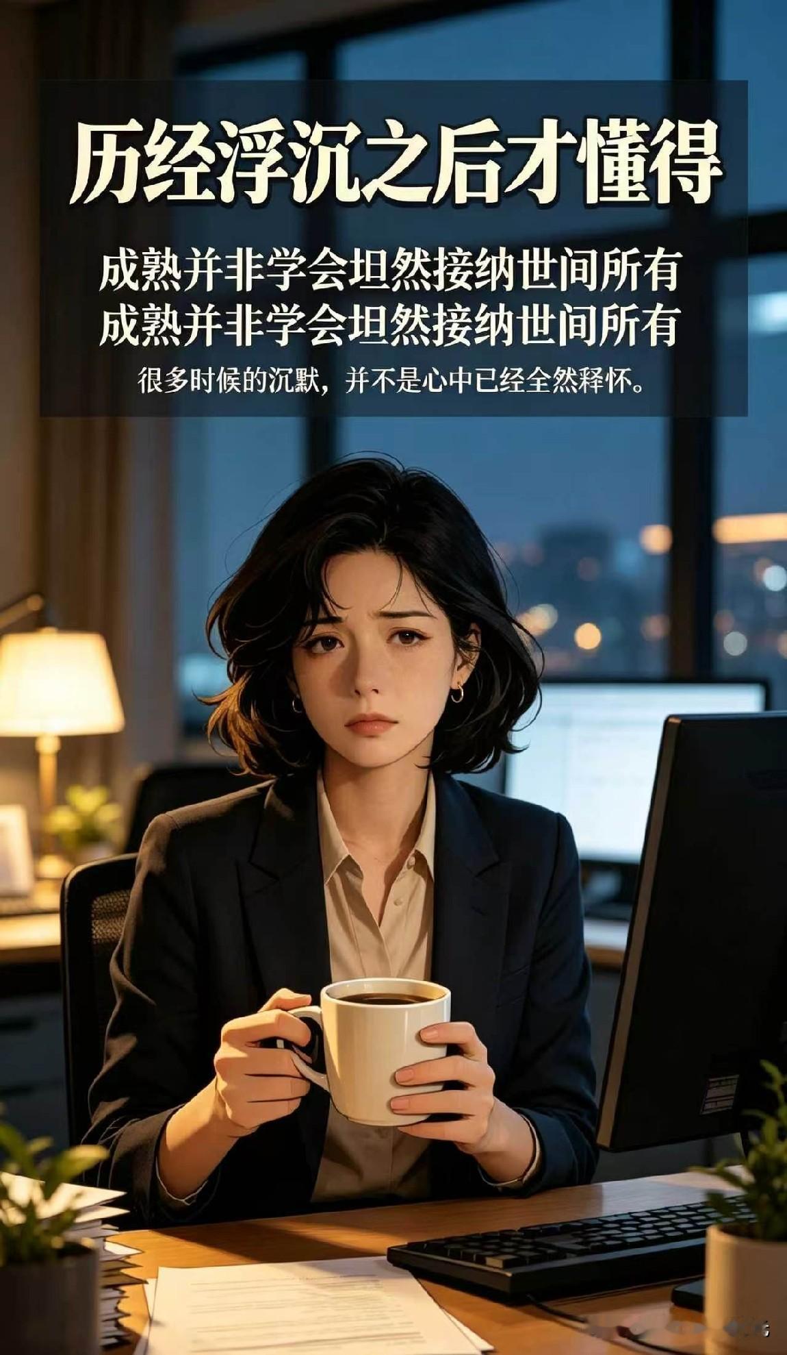 历经浮沉之后才懂得，
成熟并非学会坦然接纳世间所有。
很多时候的沉默，并不是心中