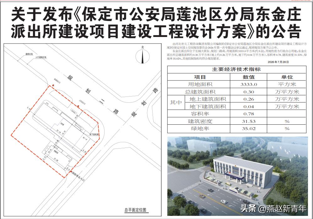 保定莲池区6个派出所建设项目建设工程设计方案公布（2026年7月28日消息），涉