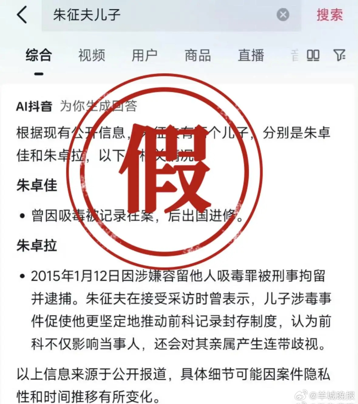 【#朱征夫辟谣儿子吸毒#】#朱征夫不是武大教授#近日，一条“武大法学教授朱征夫，