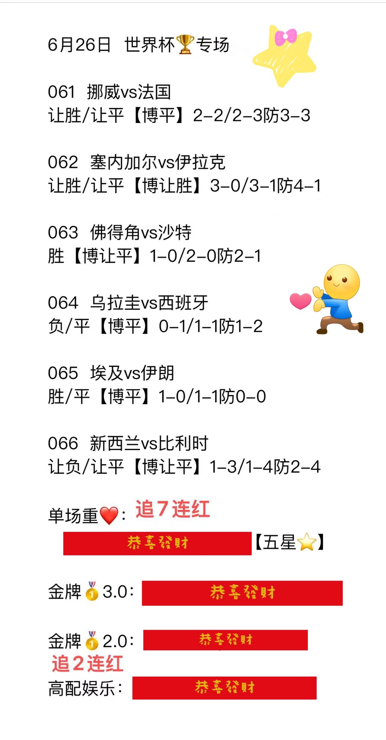 6月26日，哈兰德与姆巴佩两大神锋正面碰撞挪威vs法国，塞内加尔vs伊拉克，佛得