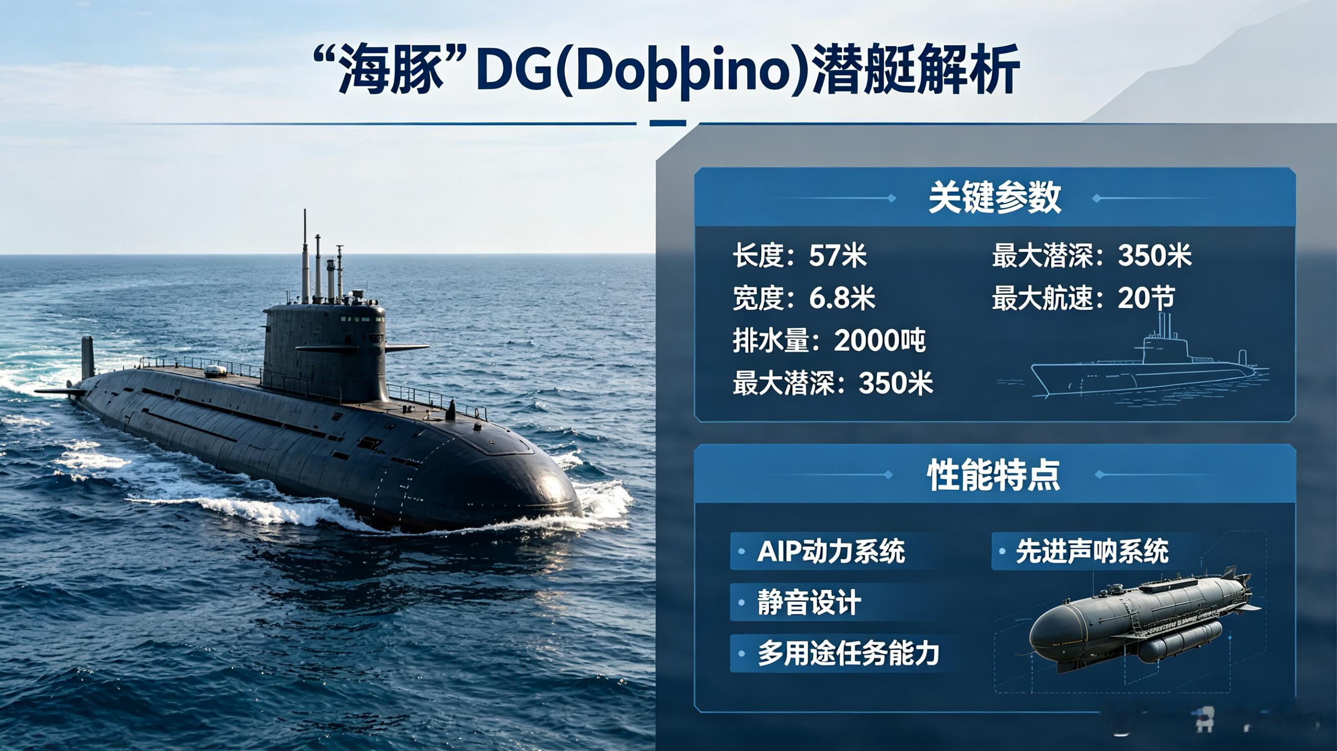 每天认识一件兵器图文配文（精简版）以色列海豚级柴电潜艇由德国建造，是其水下战略威