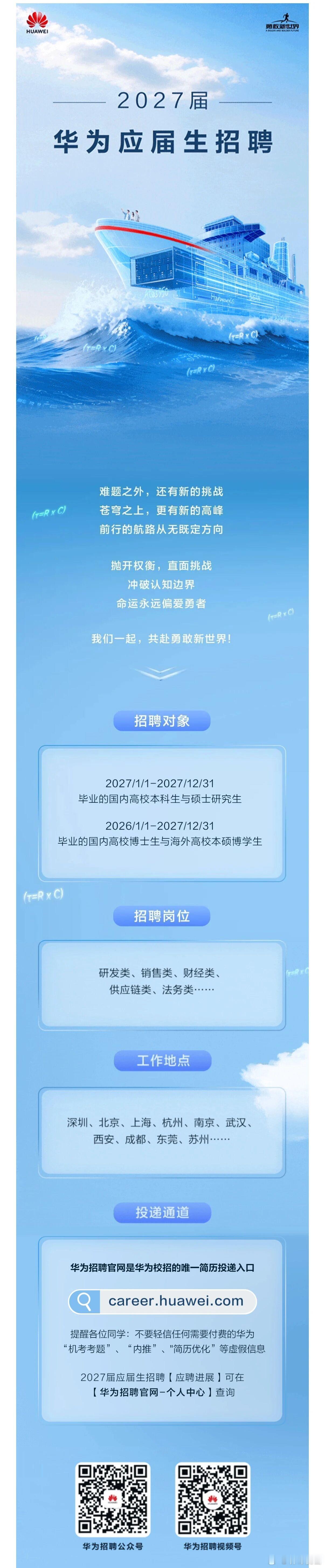 华为应届生开始招聘了 