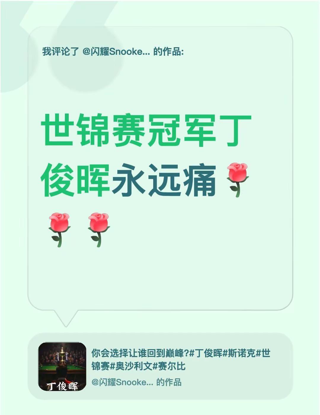 克鲁斯堡那颗明珠，丁俊晖永远的向往！我评论了@闪耀Snooker 的作品：世锦赛