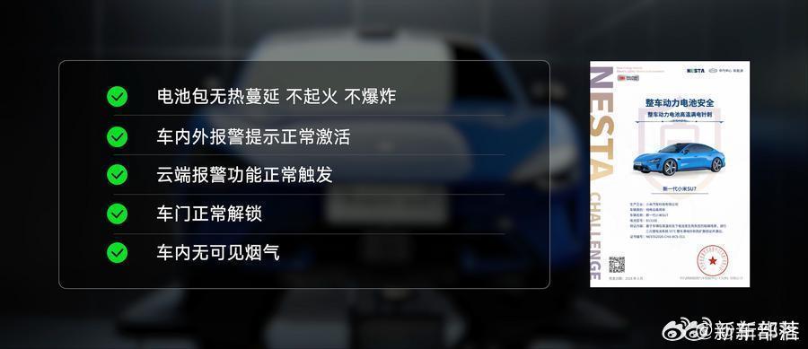 电池安全标准不止于国标新能源汽车新国标7月要落地啦，电池安全门槛直接拉高！小米S