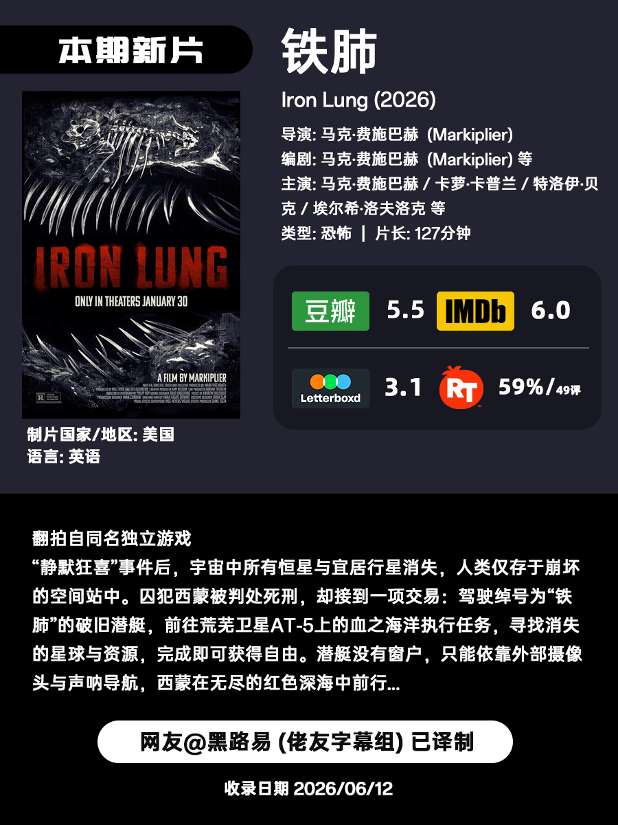 周五咯!这里是隔周的近期流媒上线恐怖/惊悚新片剧集提醒。 这两周新片剧集依然还是