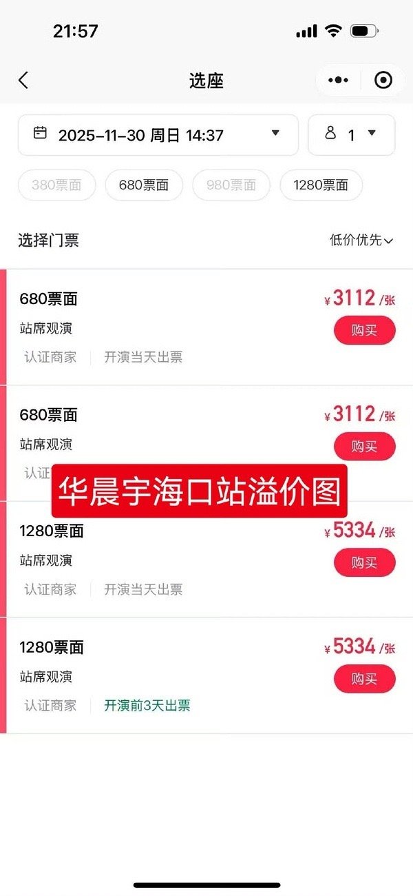 华晨宇深圳站演唱会总共放了18万张票，居然还能溢价到一万二，受众体量太大了，这才