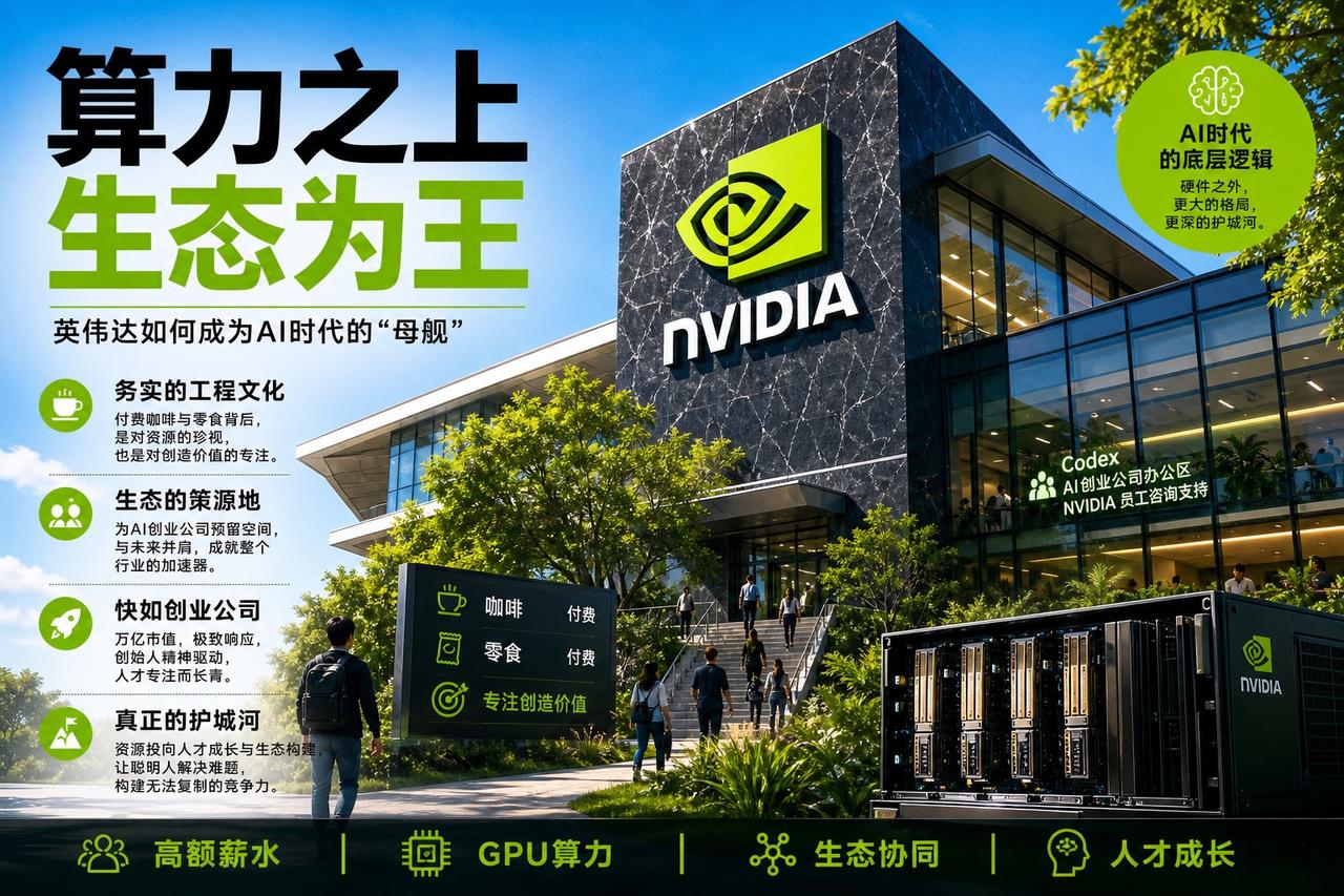 【英伟达总部：一个不像大厂的万亿帝国】

最近有人探访了英伟达总部，发现这里和硅