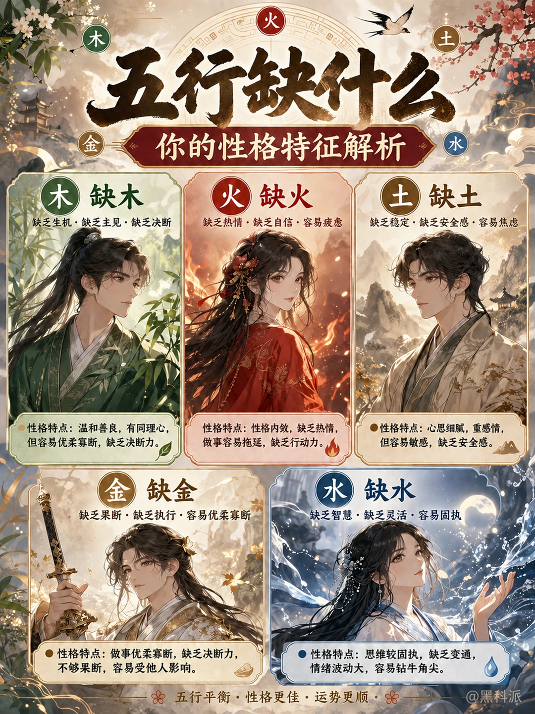 你的五行缺什么？一图看懂你的性格短板！