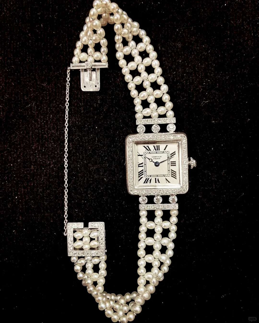 Vintage Cartier pearl & diamond watch