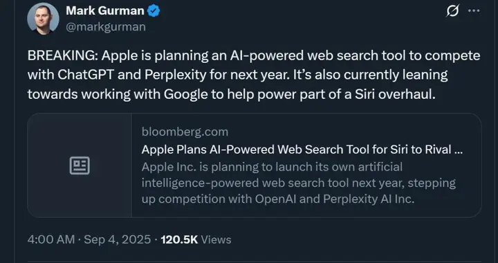 AI搜索引擎，苹果决定自研，代号WKA