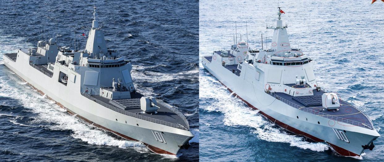 新批次的055万吨大驱外观配置上的区别，有所改进。