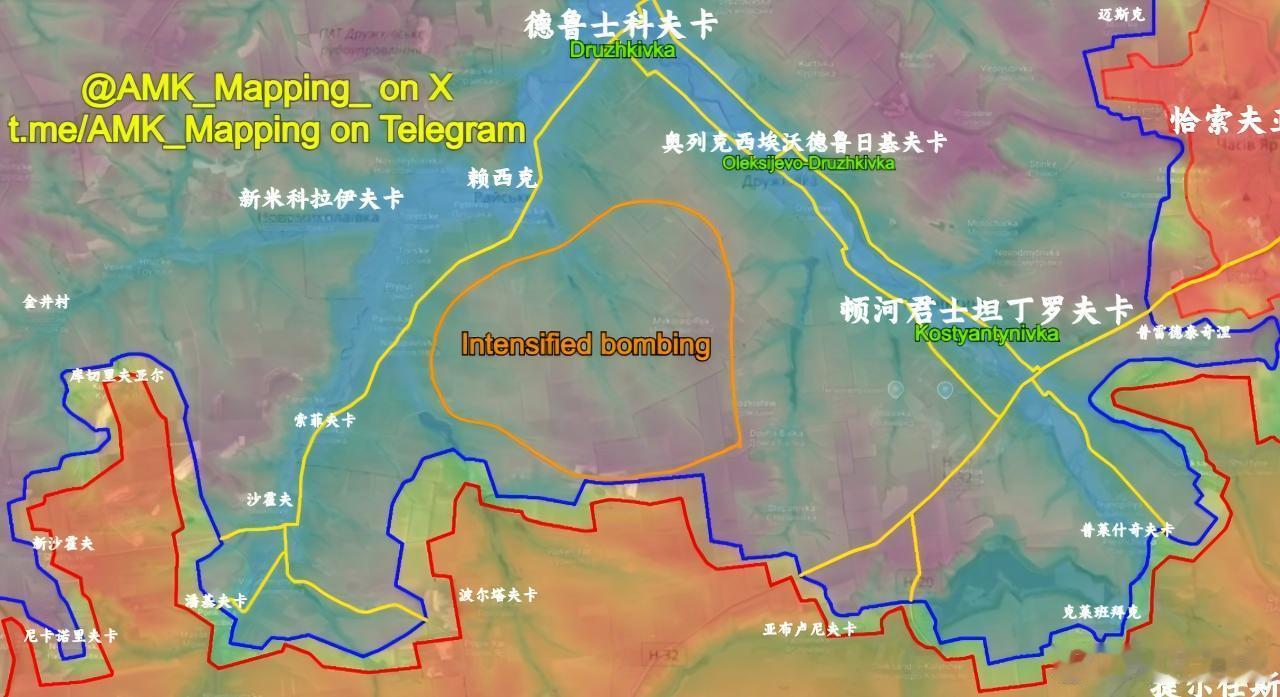 最近的迹象表明俄罗斯可能从南部向德鲁日科夫卡市发动进攻。在过去的两周里，地图上标