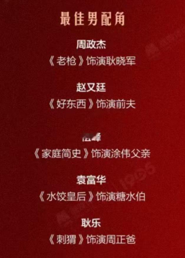 周政杰提名金鸡奖最佳男配 周政杰凭借《老枪》耿晓军一角首次提名金鸡奖最佳男配角，