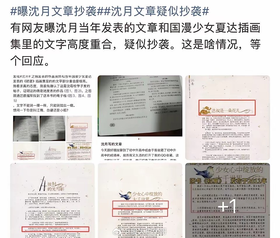 沈月被爆疑似文章抄袭！内娱最近怎么了？但凡一个艺人有争议就没完没了，沈月这事，在
